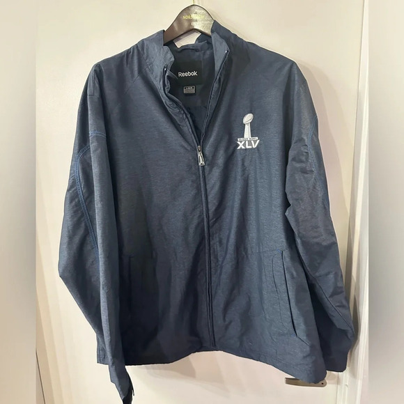 SUPER BOWL XLV WINDBREAKER JACKET Reebok Men’s Large - Picture 1 of 15